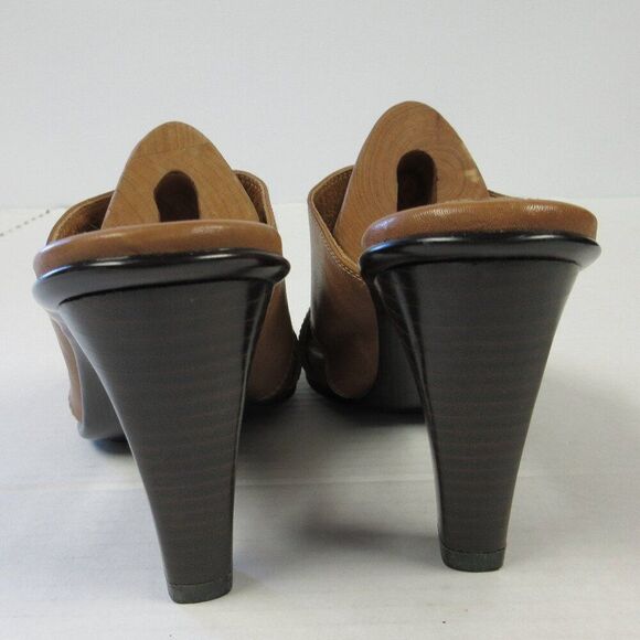 SOFFT Brown Tan Leather Heeled Sandals Size 8.5 Slip On Slide Mule Shoes 1227700 - Picture 9 of 15